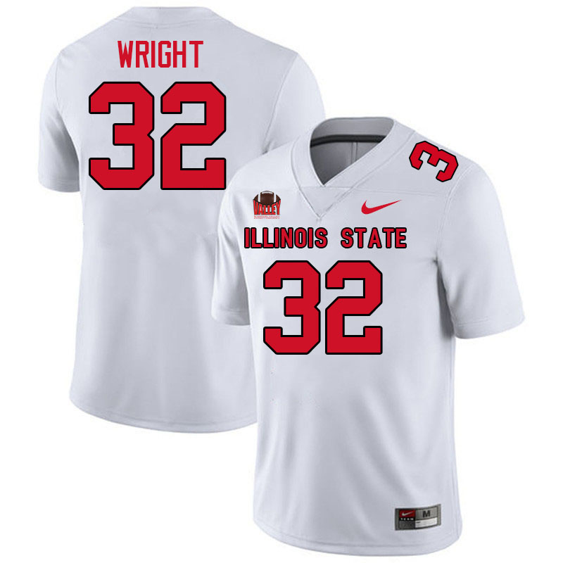 Illinois State Redbirds #32 Wenkers Wright College Football Jerseys,Uniforms-White